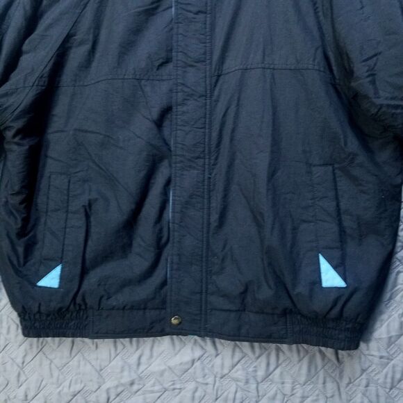 Vintage St. Johns Bay Men's L Ski Coat Jacket Black/Purple 80s 90 100% Nilon - Picture 2 of 12